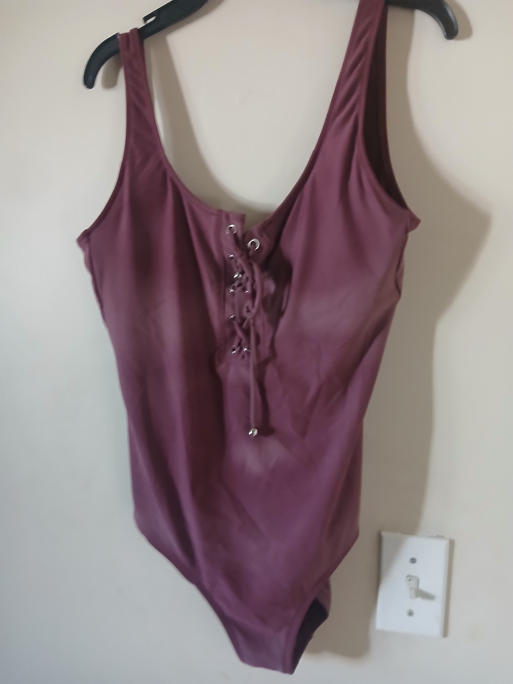 Mossimo Supply Co. Lace-Up Scoop One-Piece Swimsuit in Plum